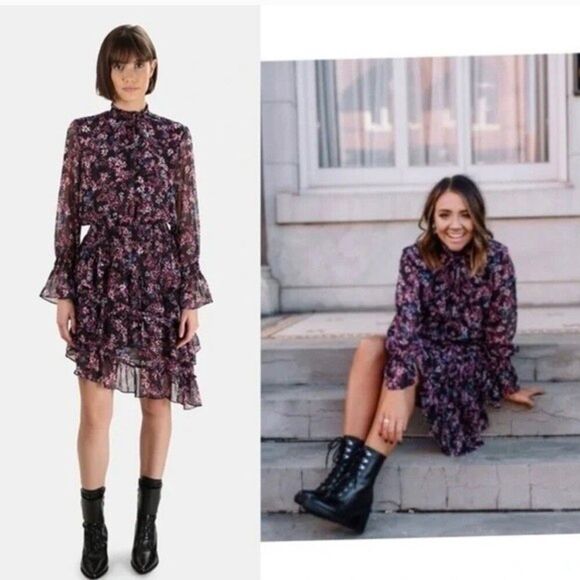Misa Los Angeles Dresses & Skirts - MISA Los Angeles Savanna Asymmetrical Mini Dress with Smoked High Neck Size XS